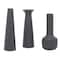 CosmoLiving by Cosmopolitan Set of 3 Dark Gray Ceramic Modern Vase, 12", 13", 11"